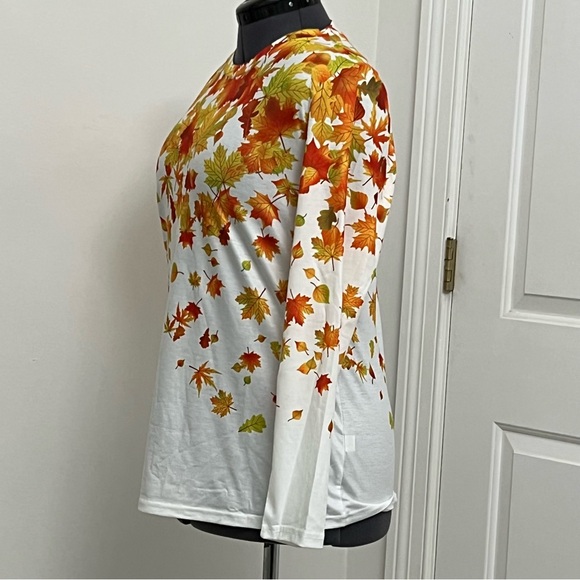 Autumn Leaf Print Women's Top - Picture 2 of 7